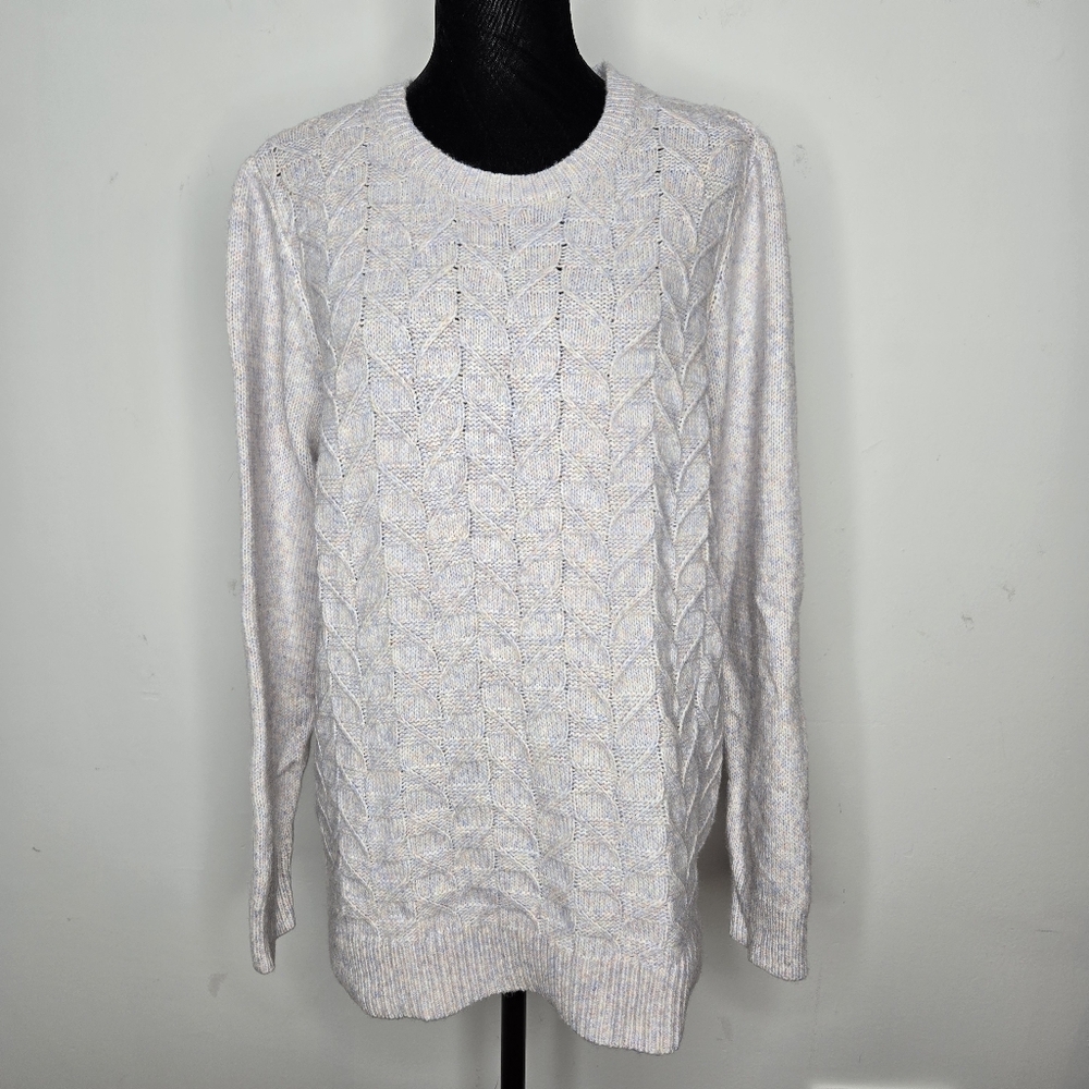 Croft & Barrow Sweater Size XXL Cable Knit Pullover Pink Blue Pastel Cozy Soft